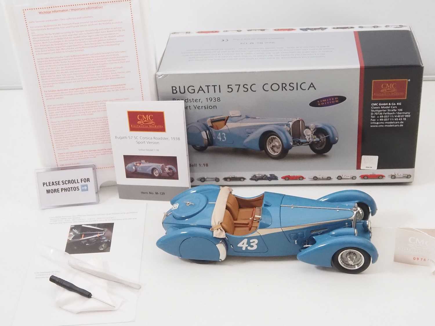 Lot 478 - A CMC M-129 1/18 scale diecast Bugatti 57 SC