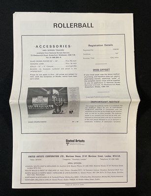 Lot 282 - ROLLERBALL UK front of house set, Odeon...
