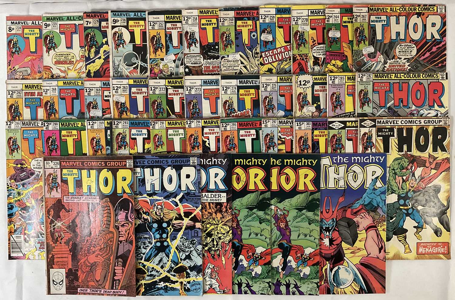 Lot 37 - A quantity of Bronze Age Marvel THOR comics,...