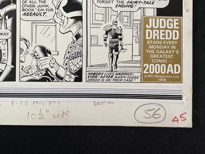 Lot 433 - JUDGE DREDD - A piece of original comic book...